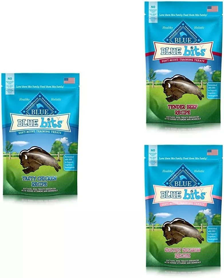  Blue Bits Training Treats For Dogs With Beef, Chicken And Salmon Recipe, 4Oz (Pack Of 3) 