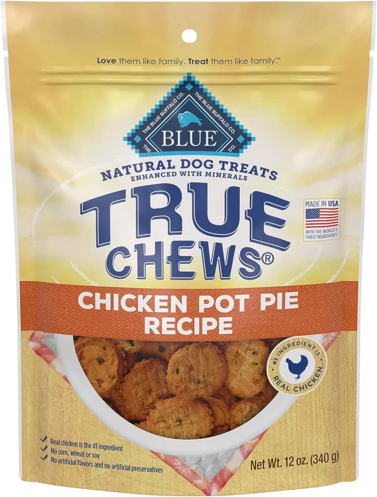  Blue Buffalo True Chews Premium Natural Dog Treats, Chicken Pot Pie 12 oz bag 