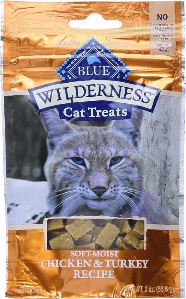  Blue Buffalo Wilderness Grain Free Soft-Moist Cat Treats, Chicken & Turkey 2-oz Bag 